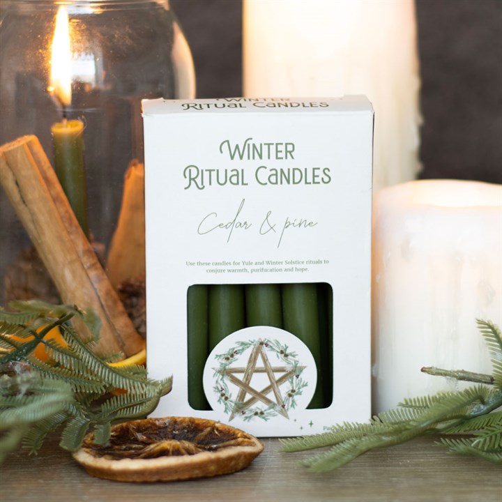 Cedar & Pine Winter Ritual Dark Green Spell Candles