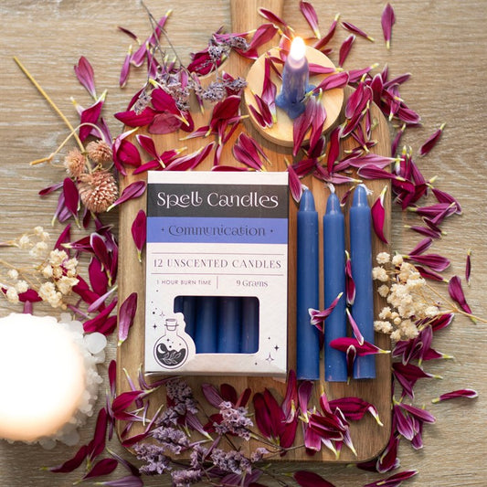 Pack of 12 Dark Blue Communication Spell Candles